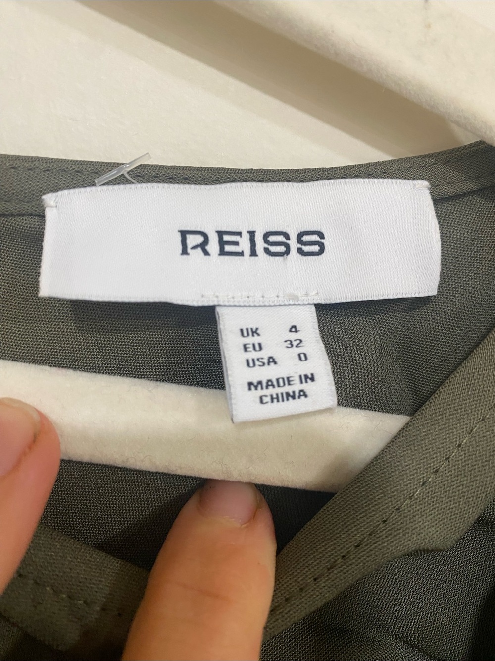Reiss Etta Rib Detail Drape Dress Midi Olive Khaki Green Size 0 NWOT - Picture 5 of 7